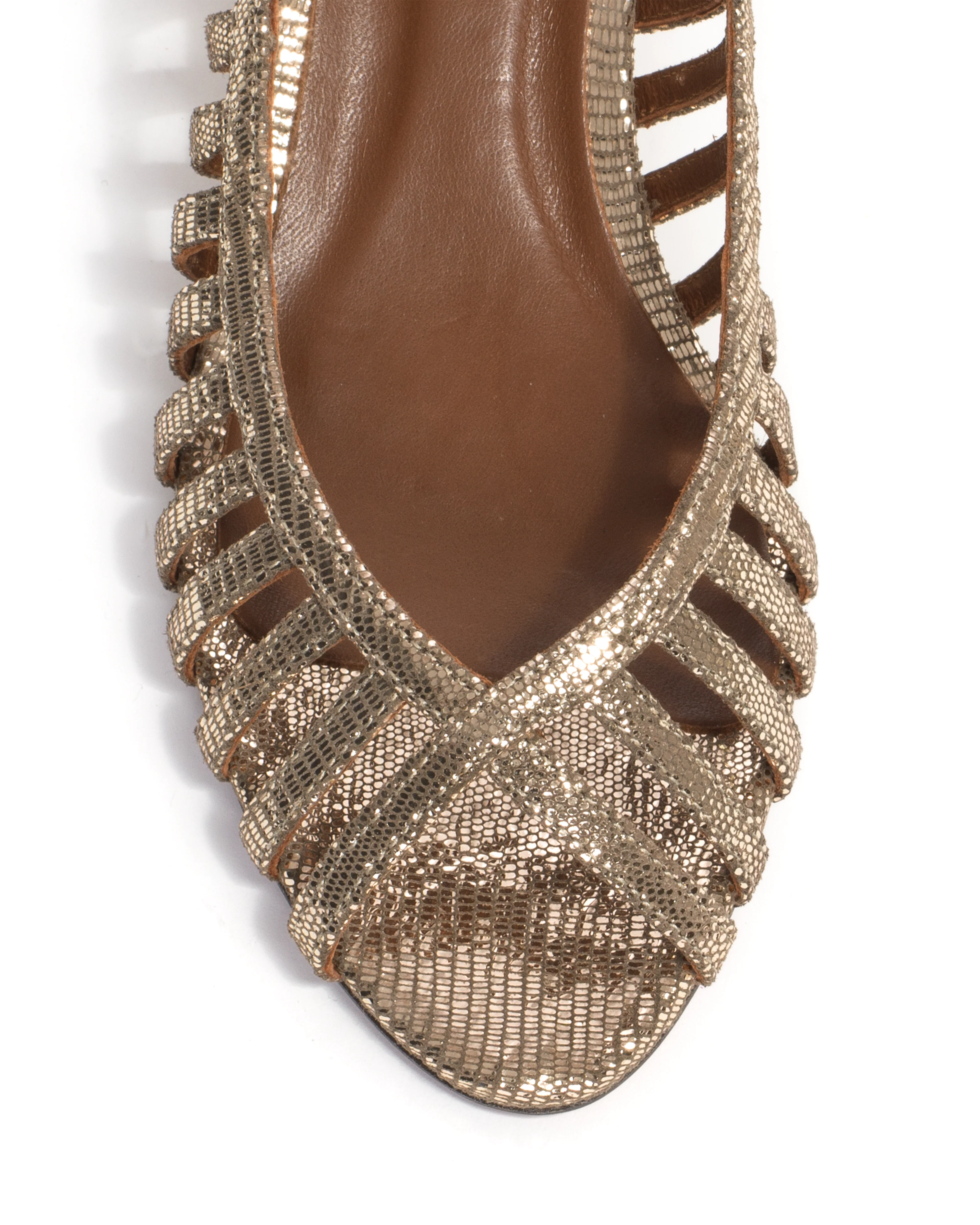 Carminho 40 stiletto Lizard metallic goat Vintage champagne - Image 6