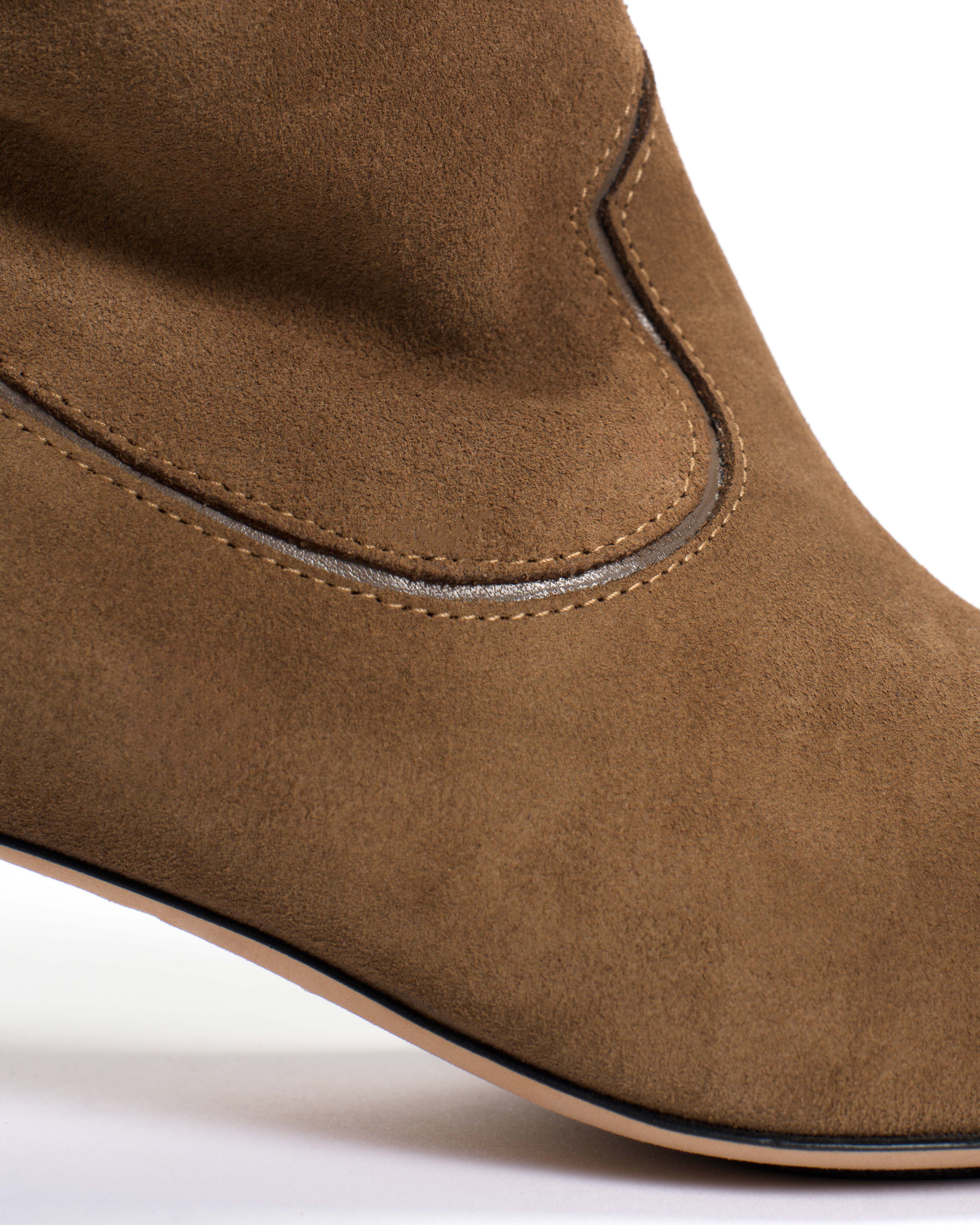 Hicha 40 stiletto Calf suede & sleek leather Cinnamon & dark taupe - Image 6