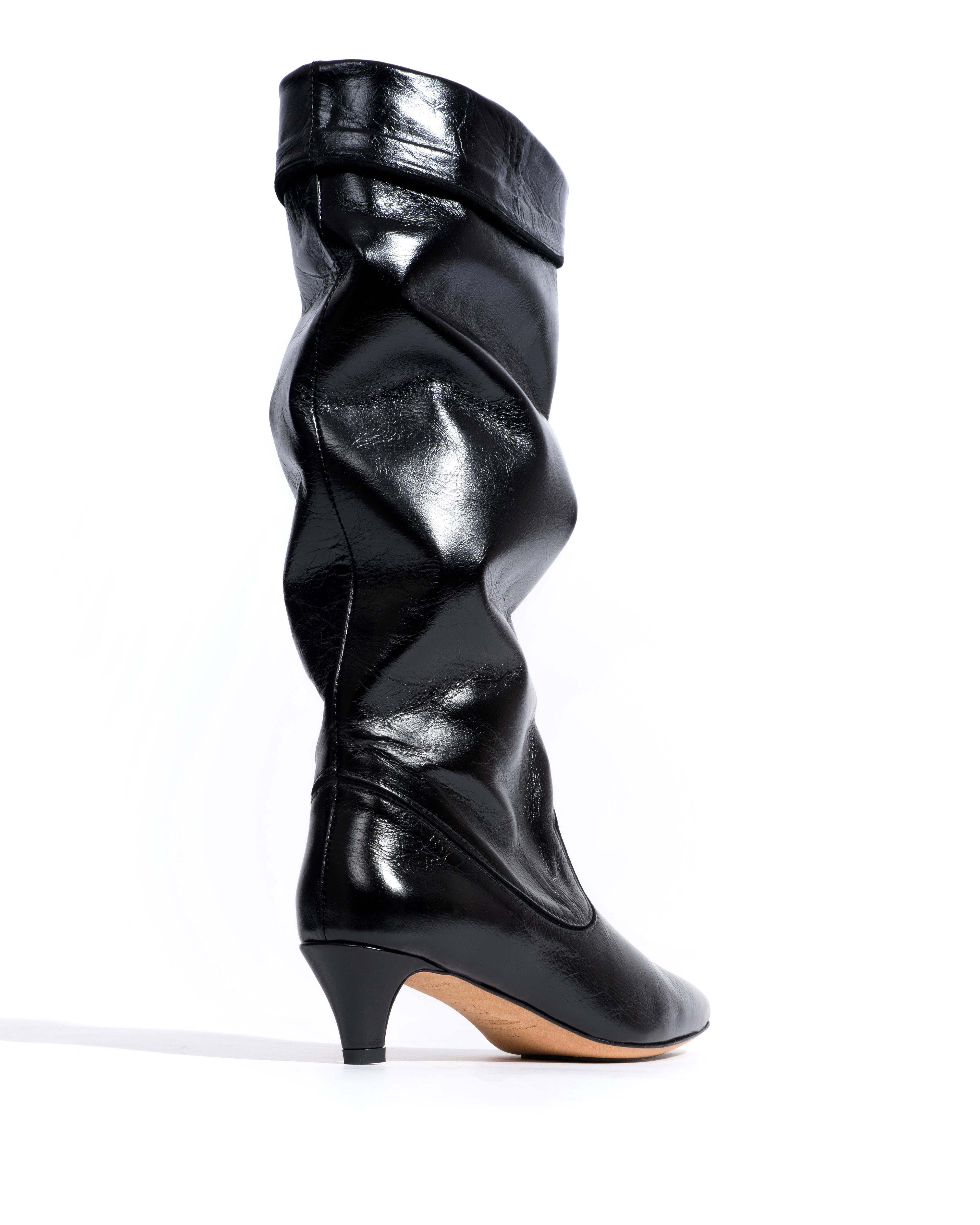 Hillerie 40 stiletto Crinkled soft calf & suede leather Black - Image 3