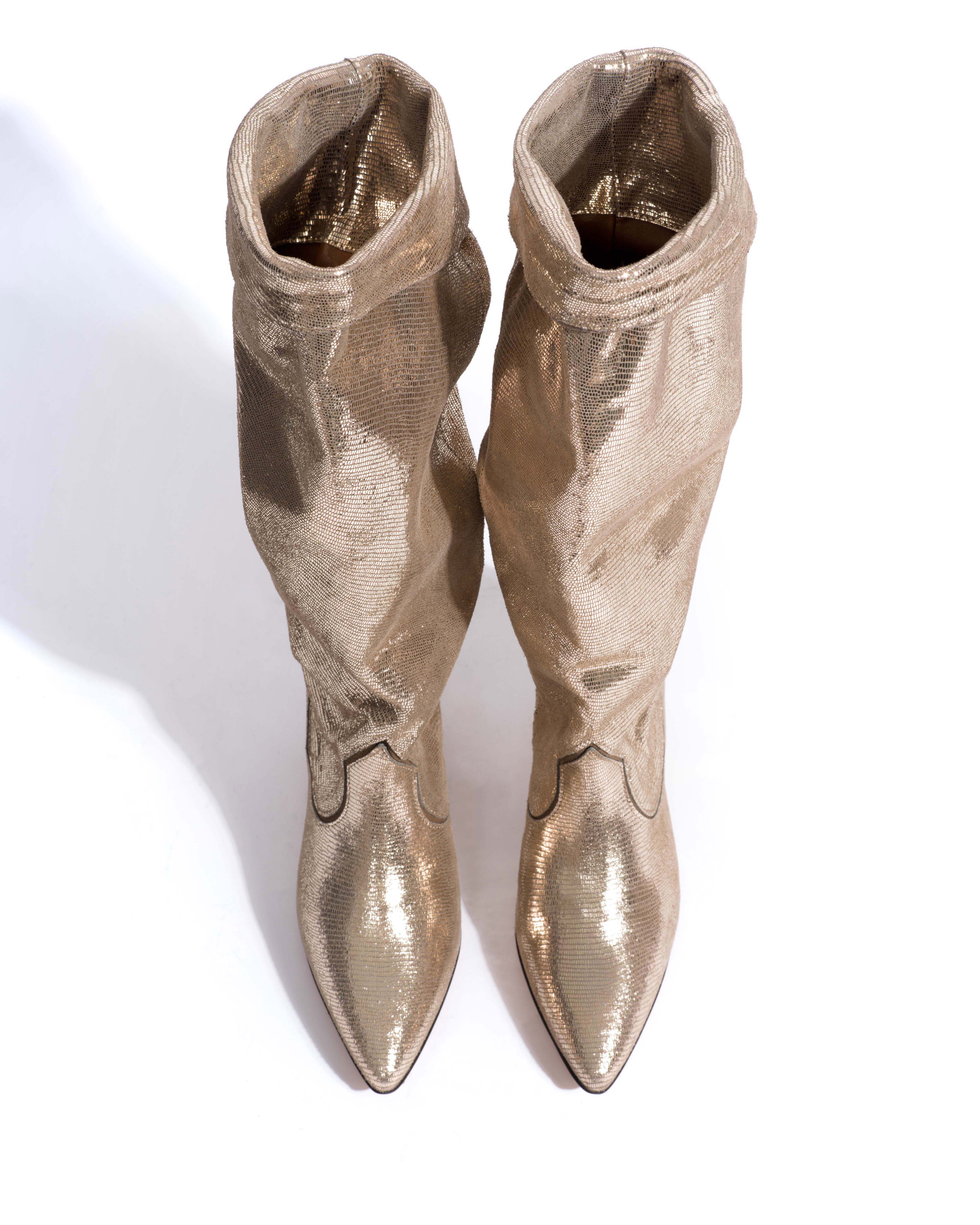 Hillerie 40 stiletto Lizard metallic goat Vintage champagne - Image 4