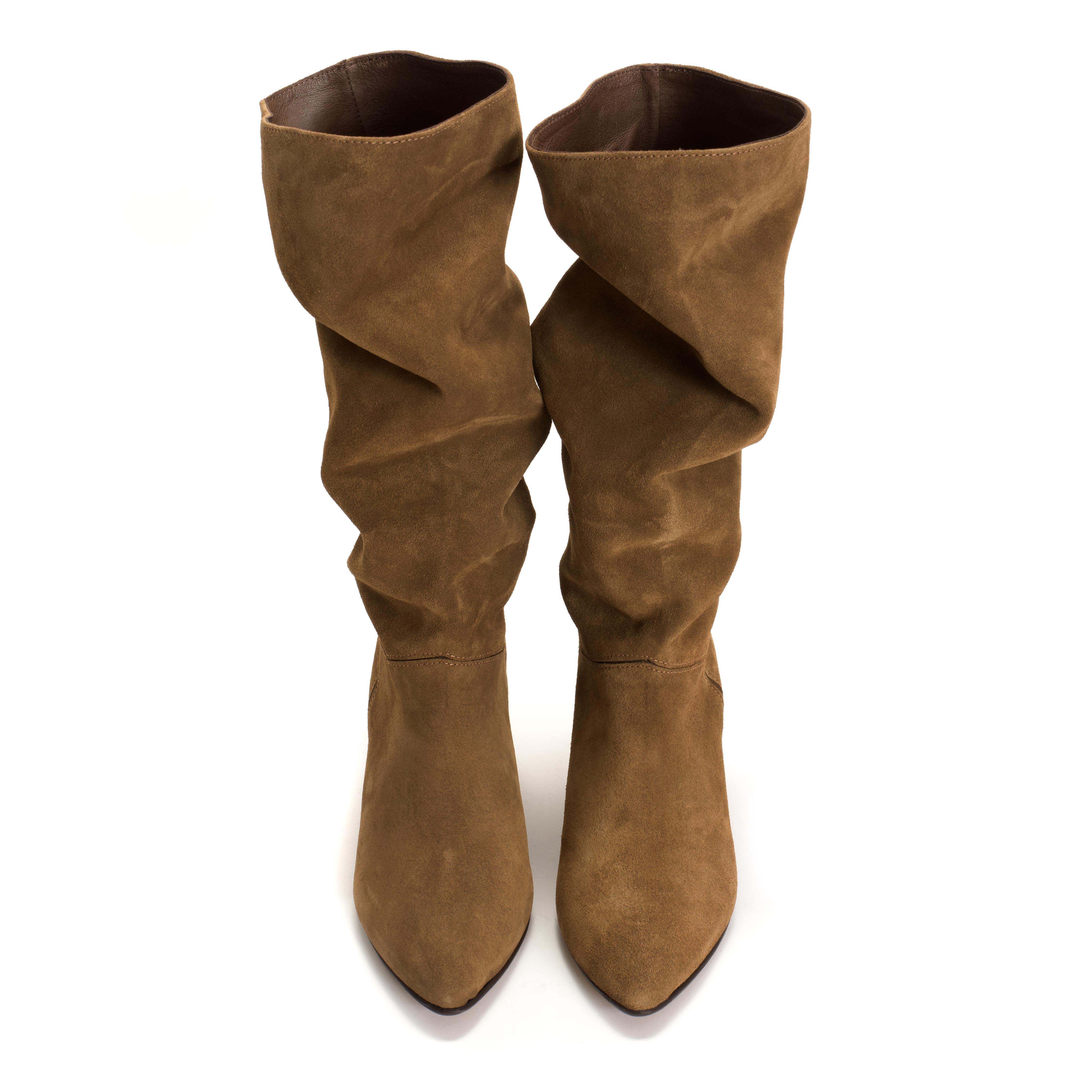 Jasmina 50 stiletto Calf suede & sleek leather Cinnamon & dark taupe - Image 4