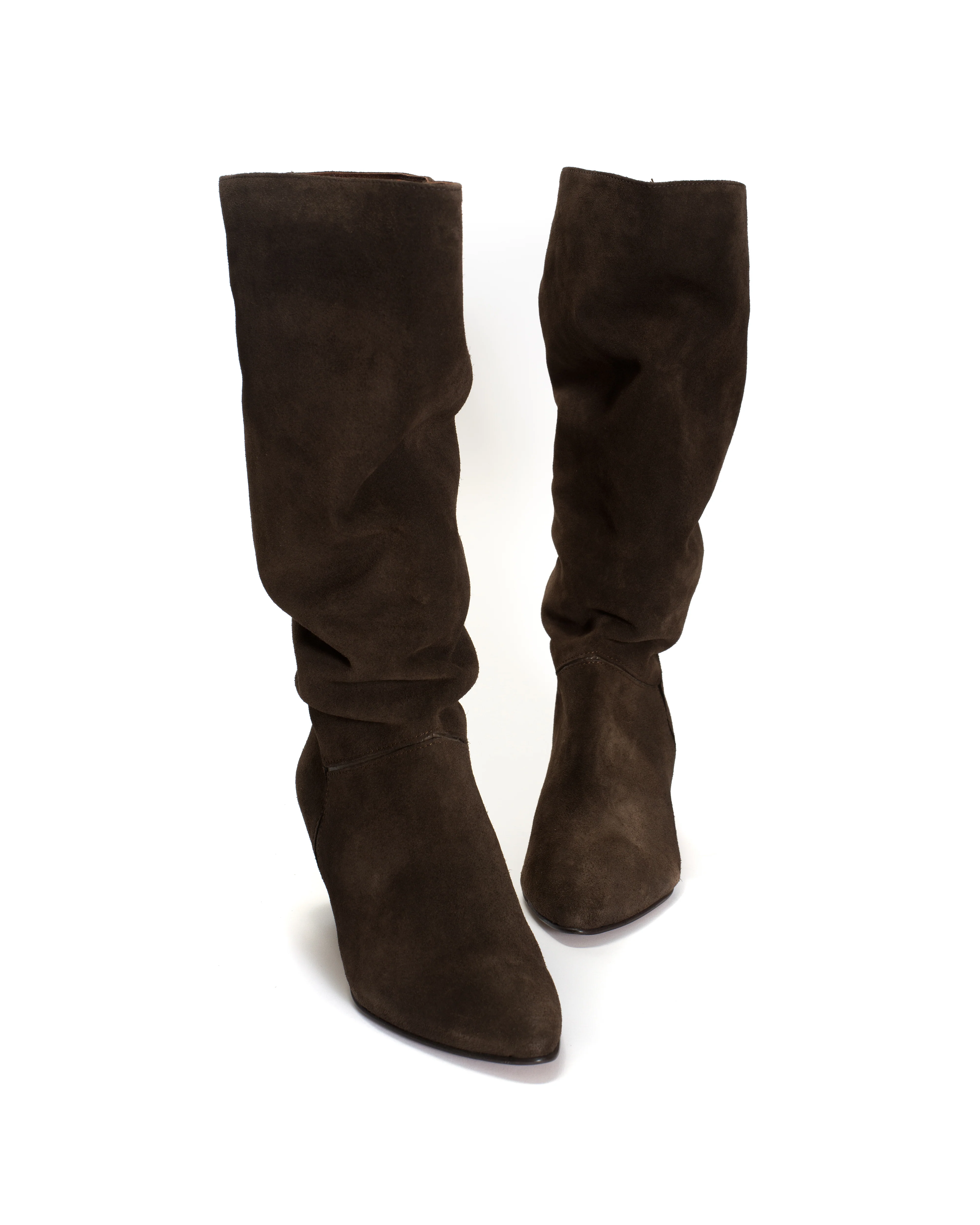 Jasmina 50 stiletto Calf suede & sleek leather Coffee brown & dark taupe - Image 5