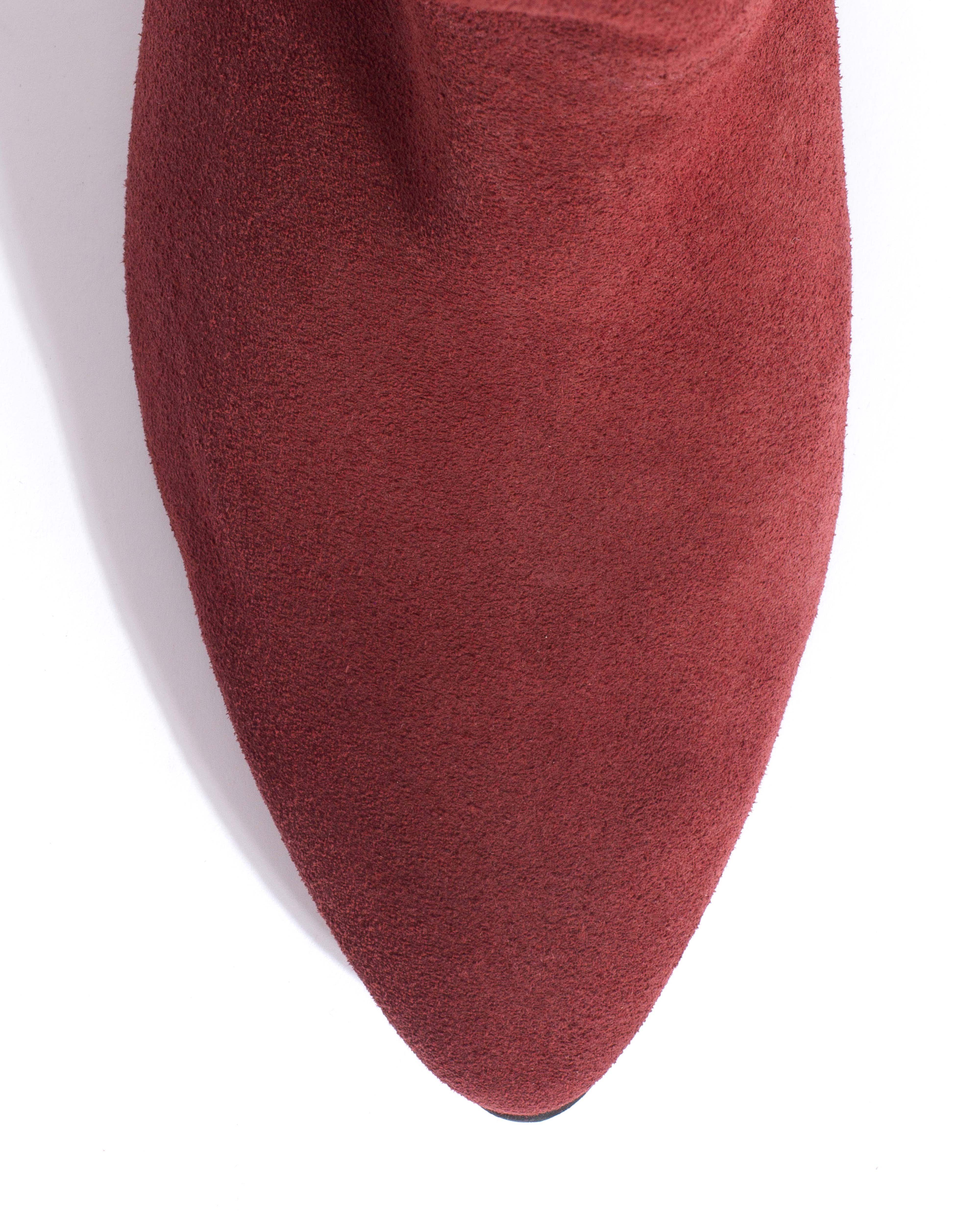 Jassi 50 stiletto Calf suede & sleek leather Pomegranate - Image 5