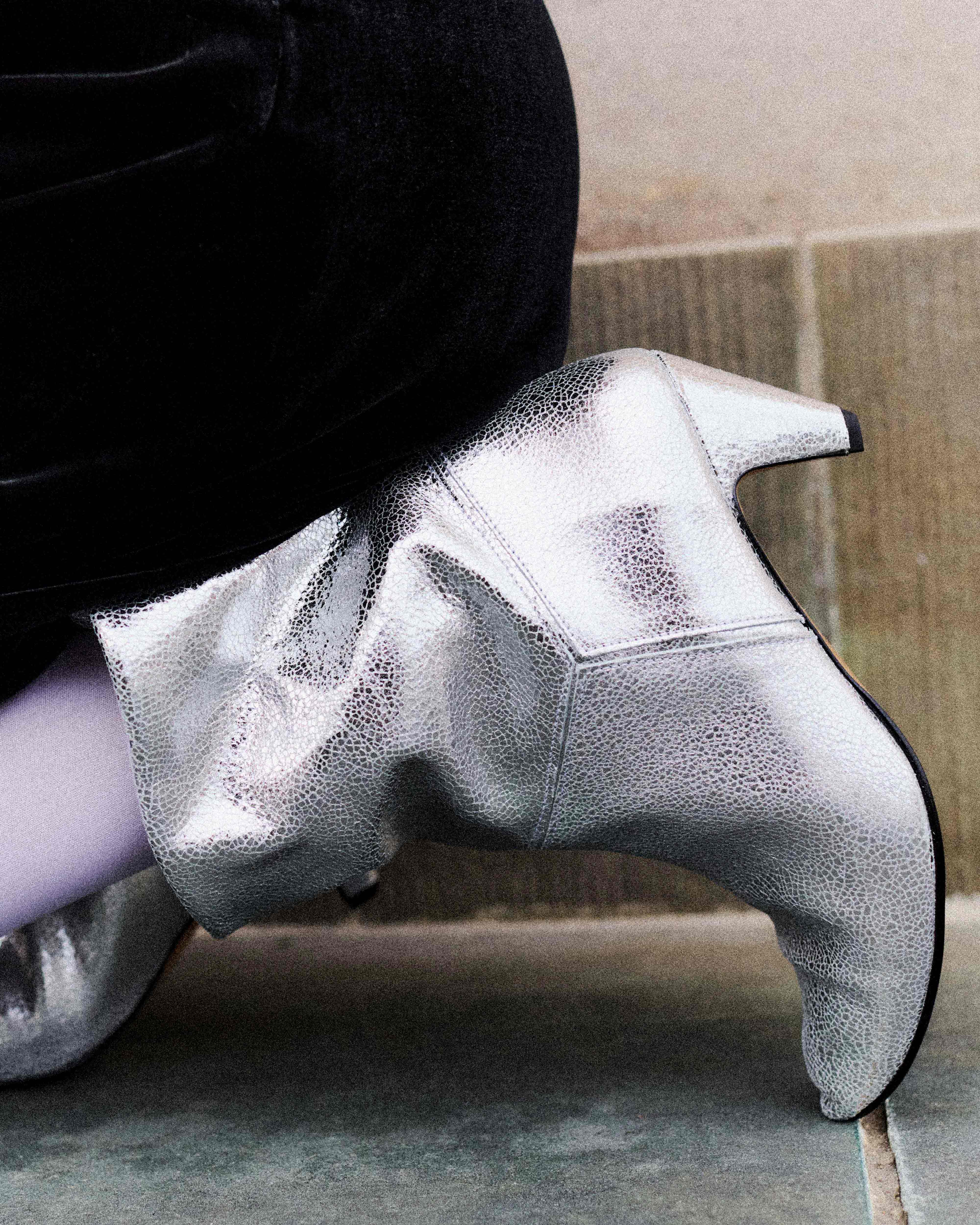Jassi 50 stiletto Crackled metallic goat Silver - Image 3
