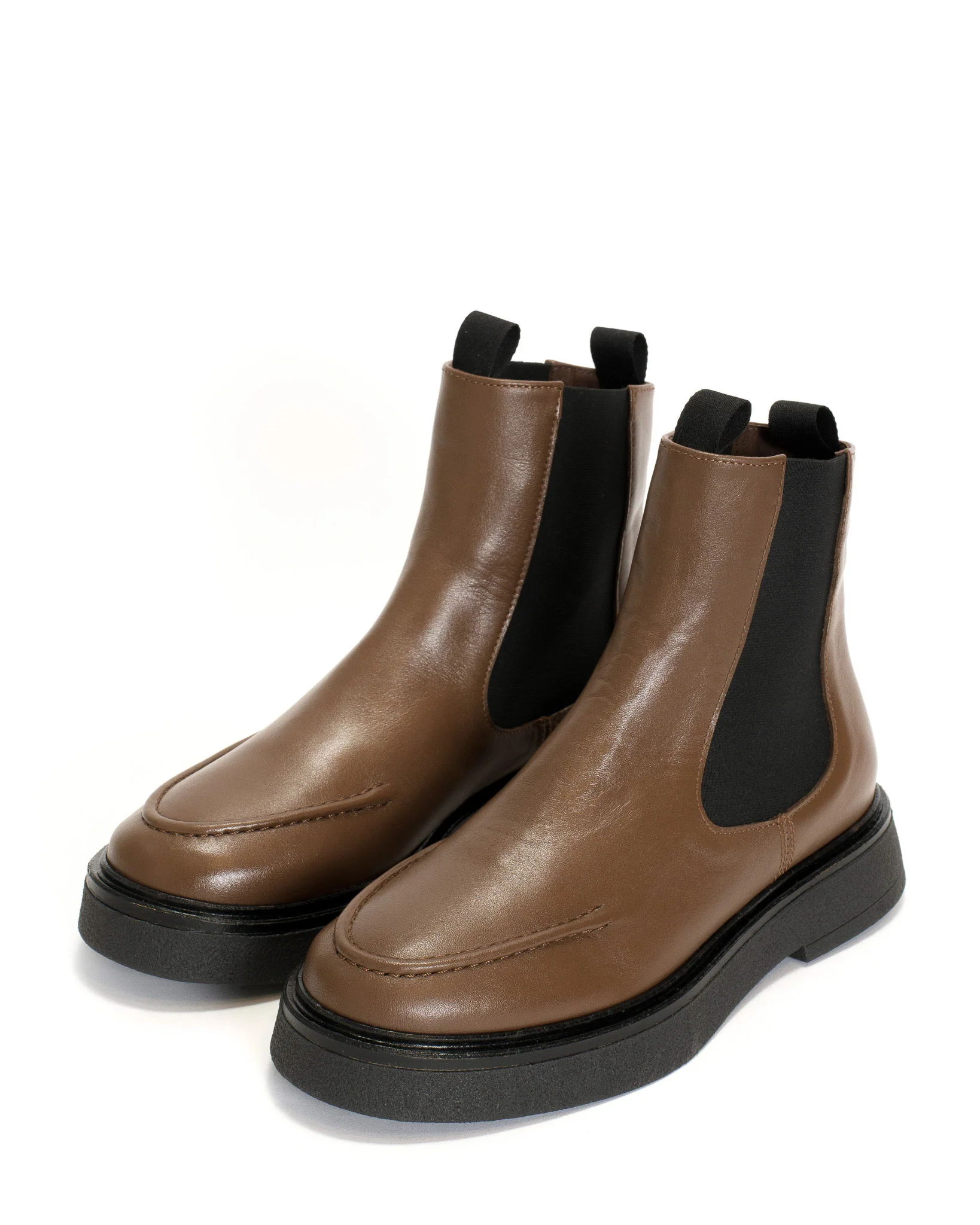 Kikie flat platform Soft calf & sole Dark taupe & black - Image 2