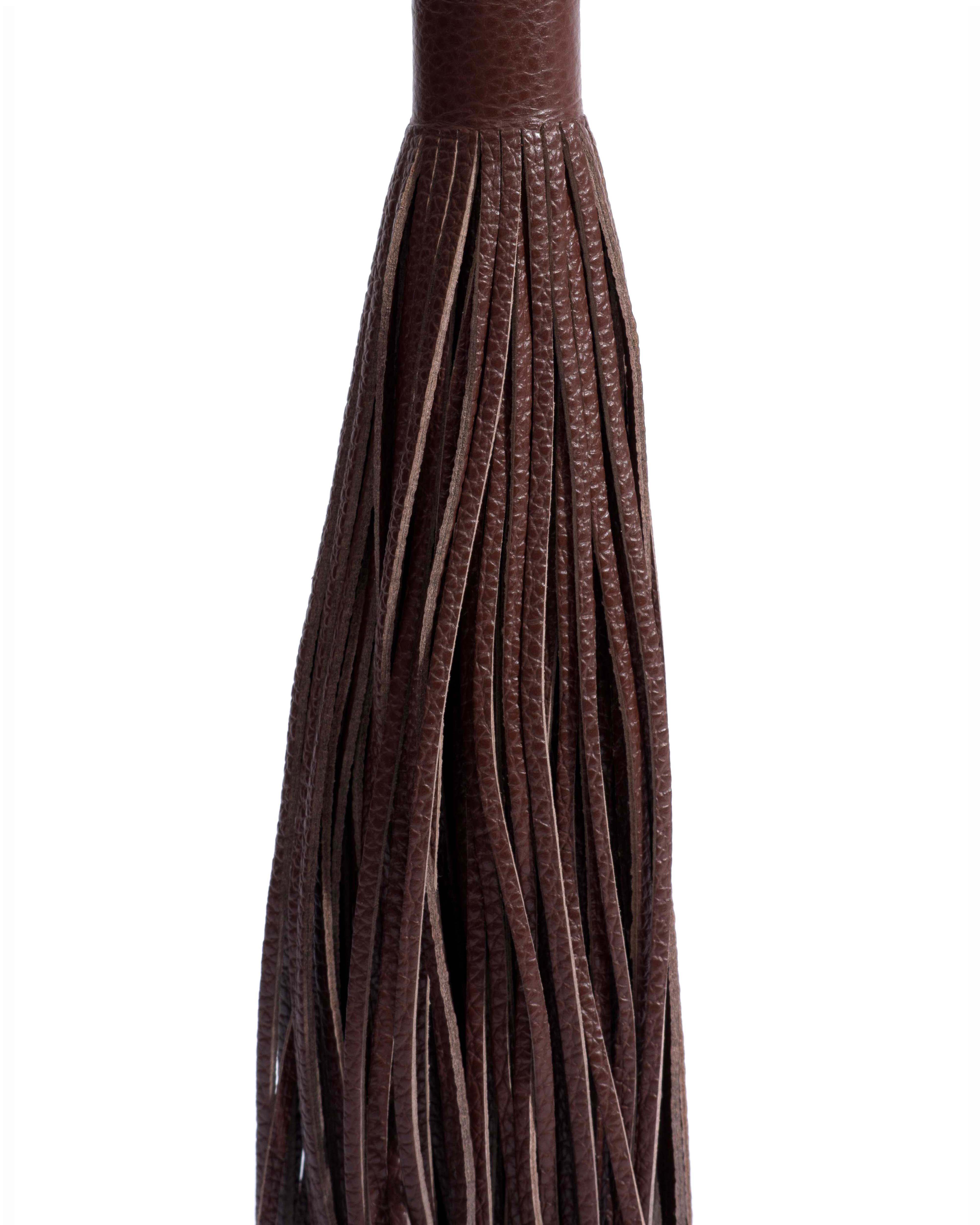 Langley fringe keyring Pebbled soft calf Chocolate - Image 2
