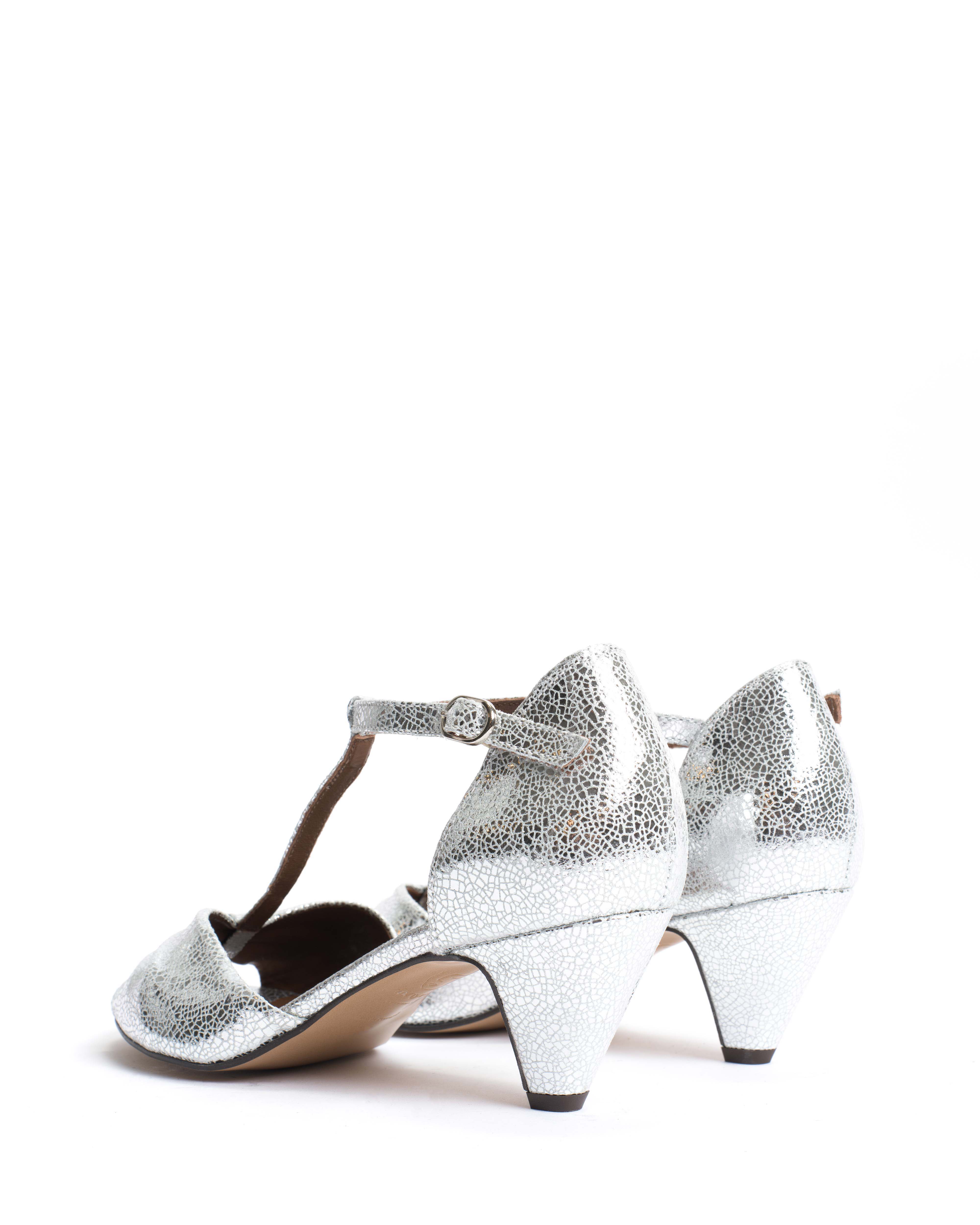 Linette 50 stiletto Crackled metallic goat Silver - Image 4