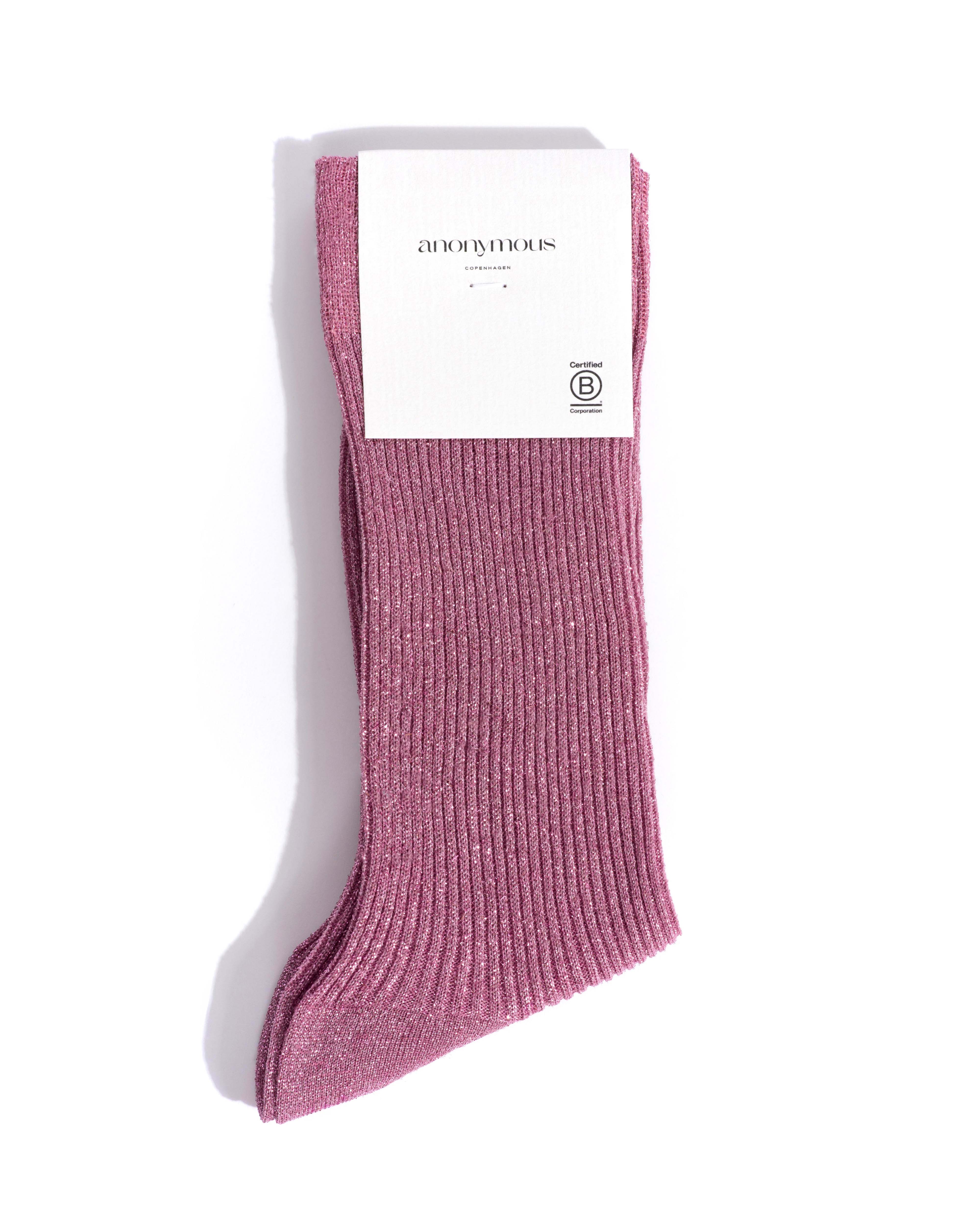Noa glitter socks 52% nylon 48% polyester Burned rose - Image 3