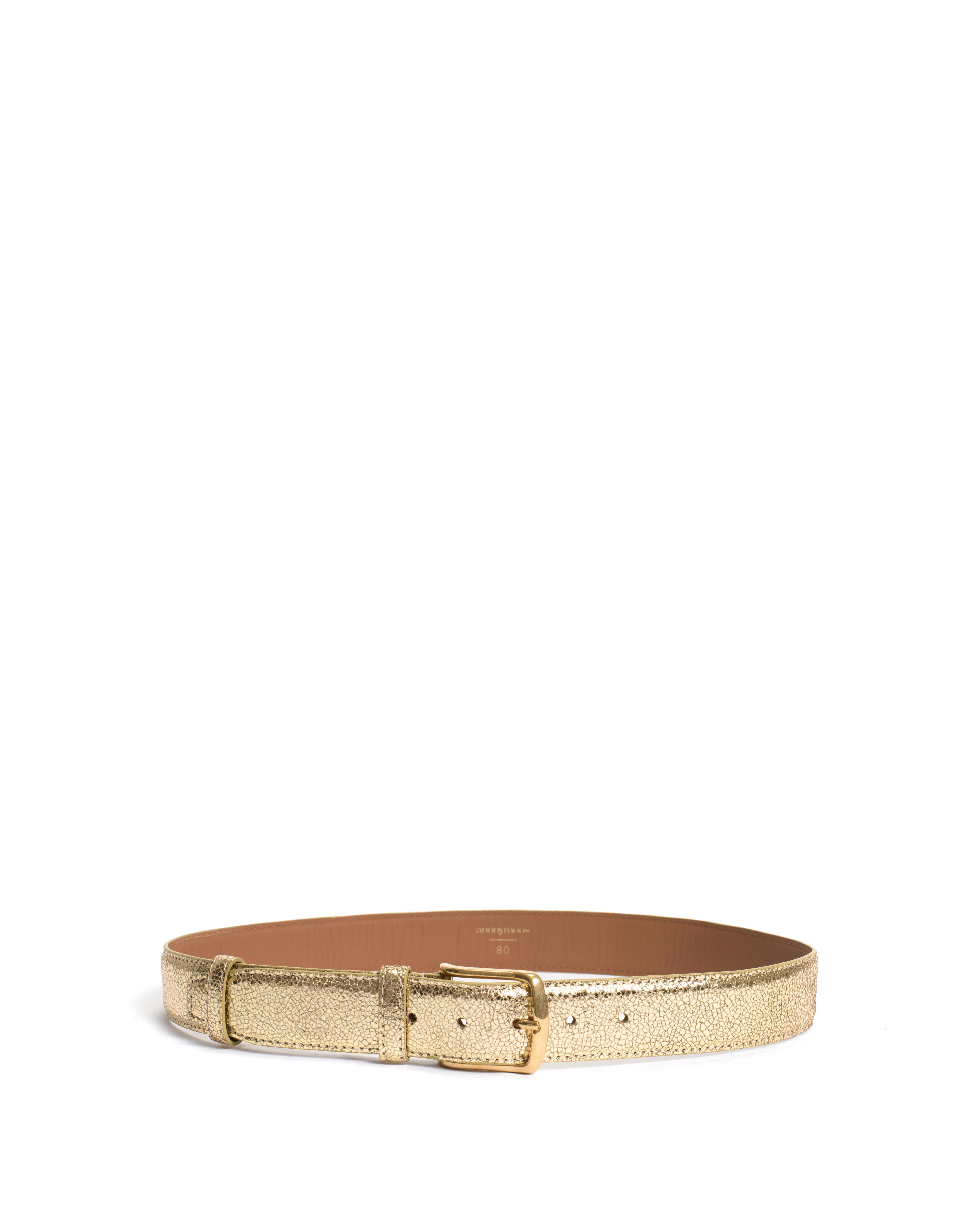 Quinn classic unisex leather belt Crackled metallic goat & metal Gold & gold buckle - Image 3