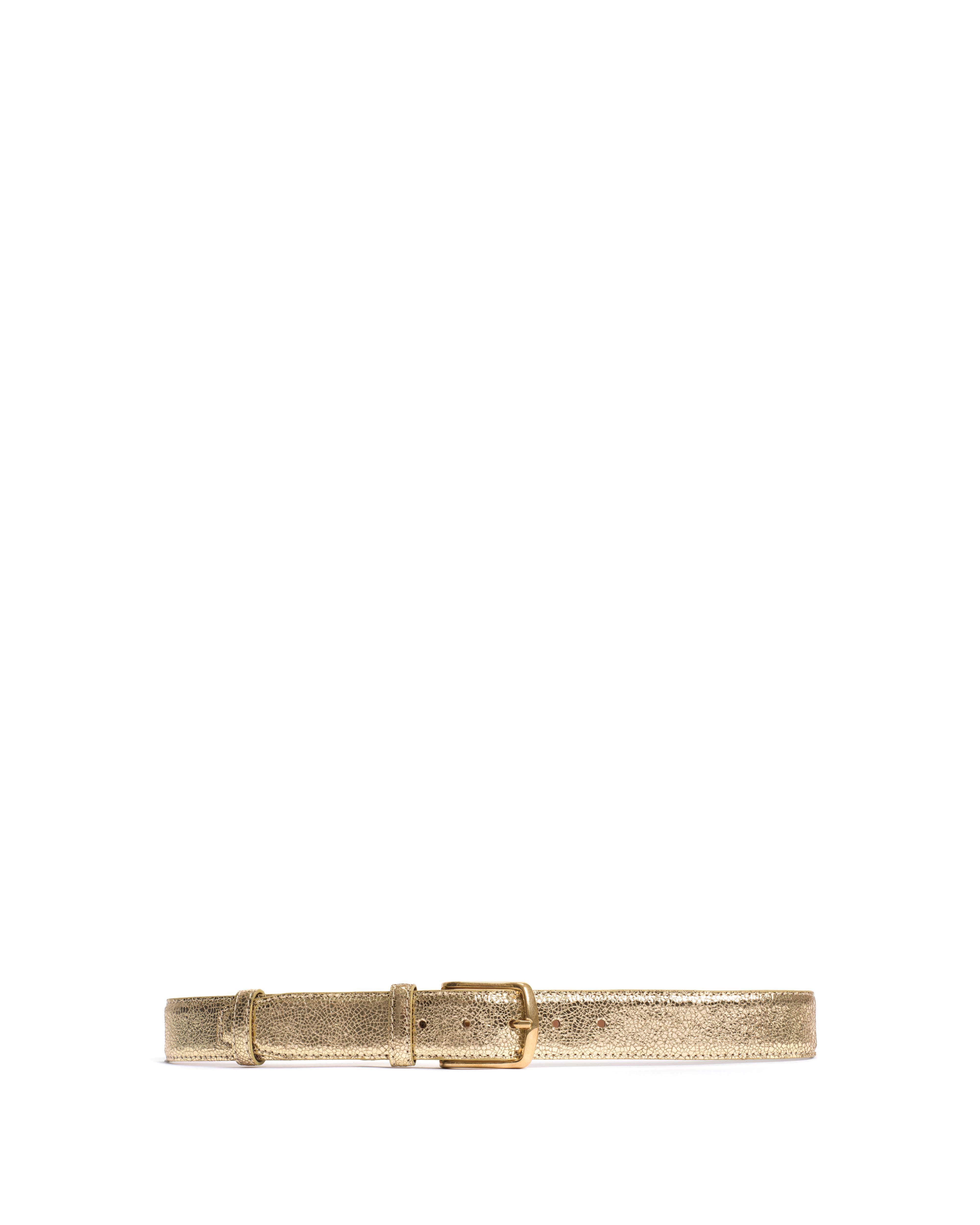 Quinn classic unisex leather belt Crackled metallic goat & metal Gold & gold buckle - Image 5