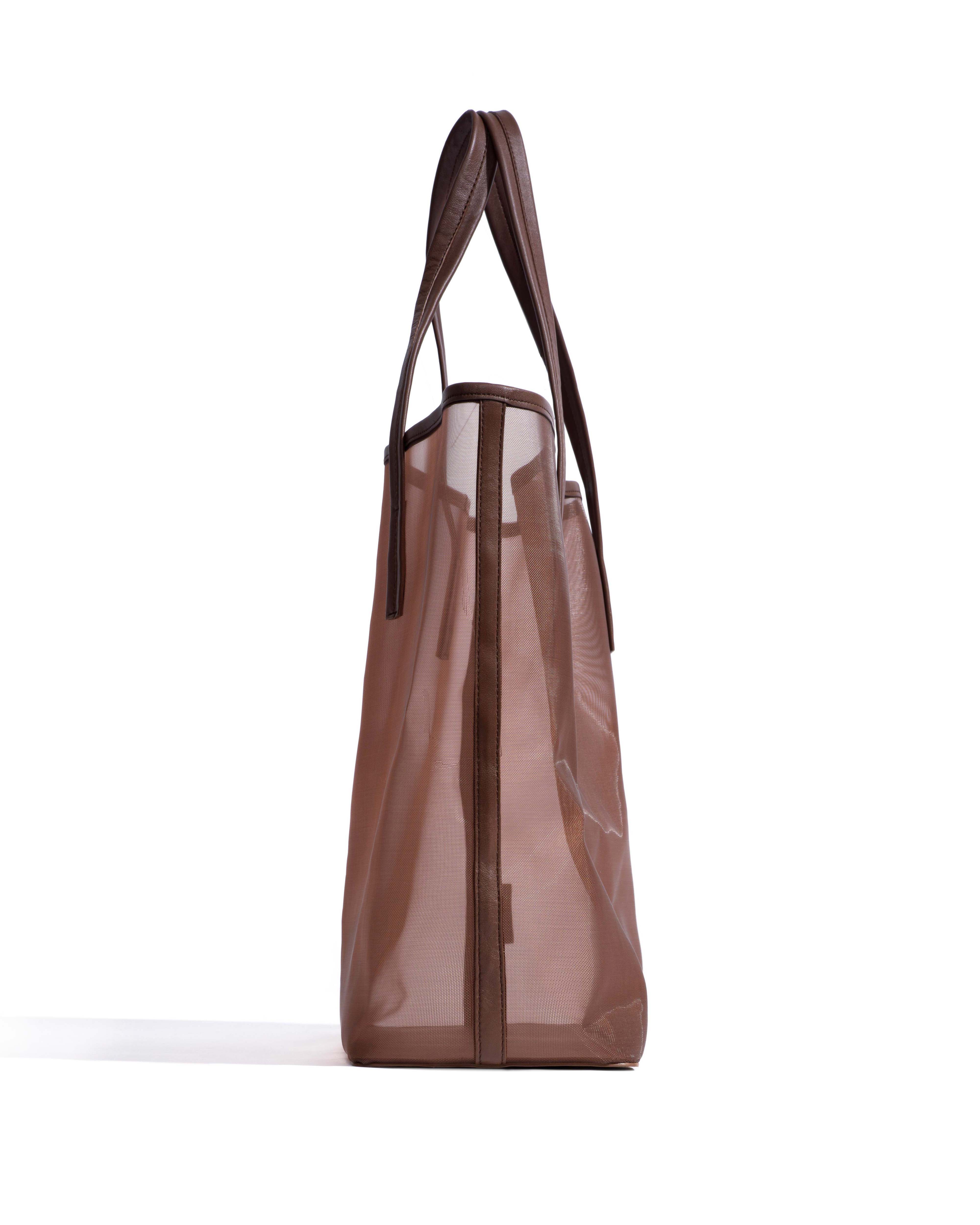 Ruba shopper mesh Shiny lamb & mesh Chocolate - Image 3