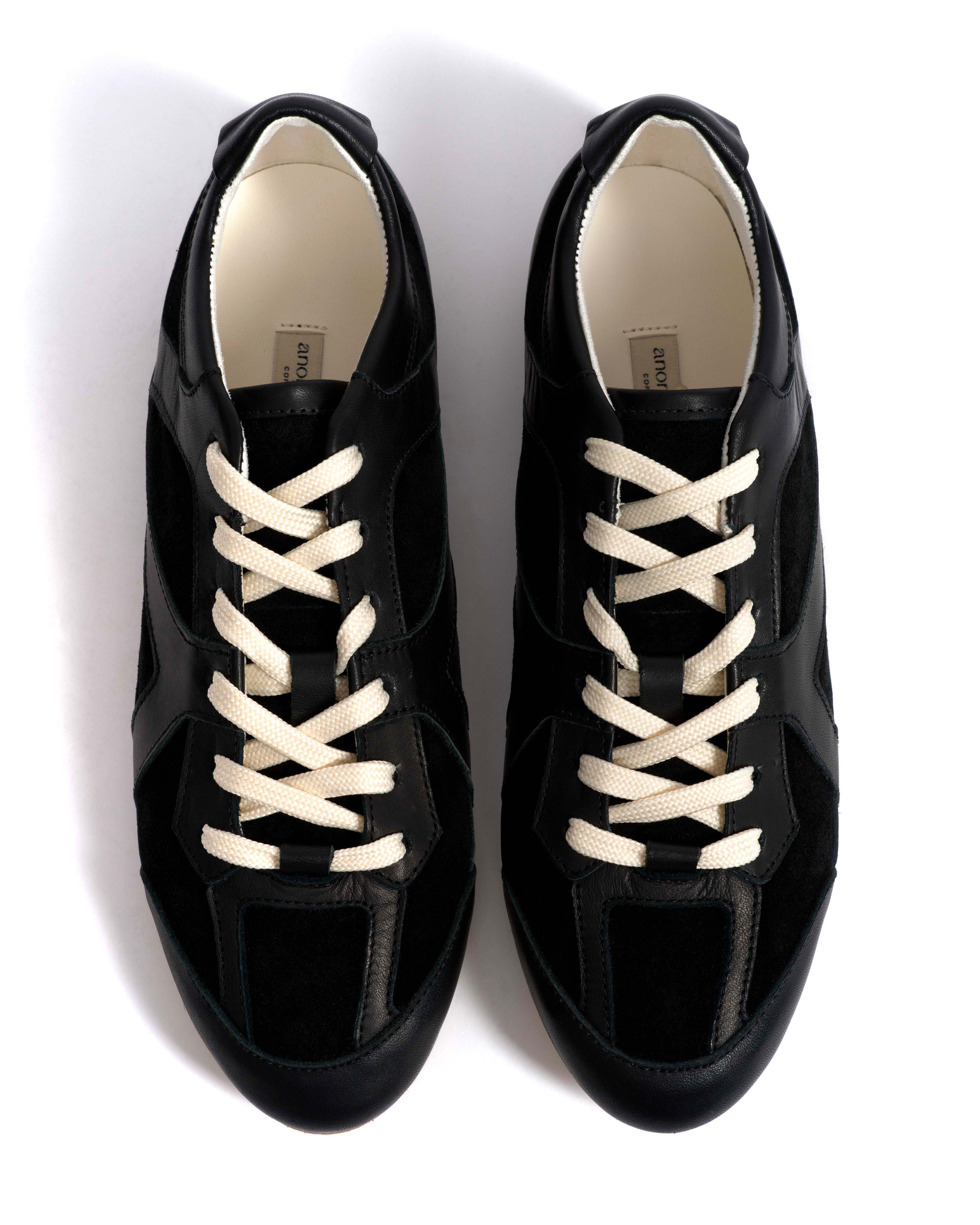 Sneakerina Shiny lamb & suede leather Black - Image 4