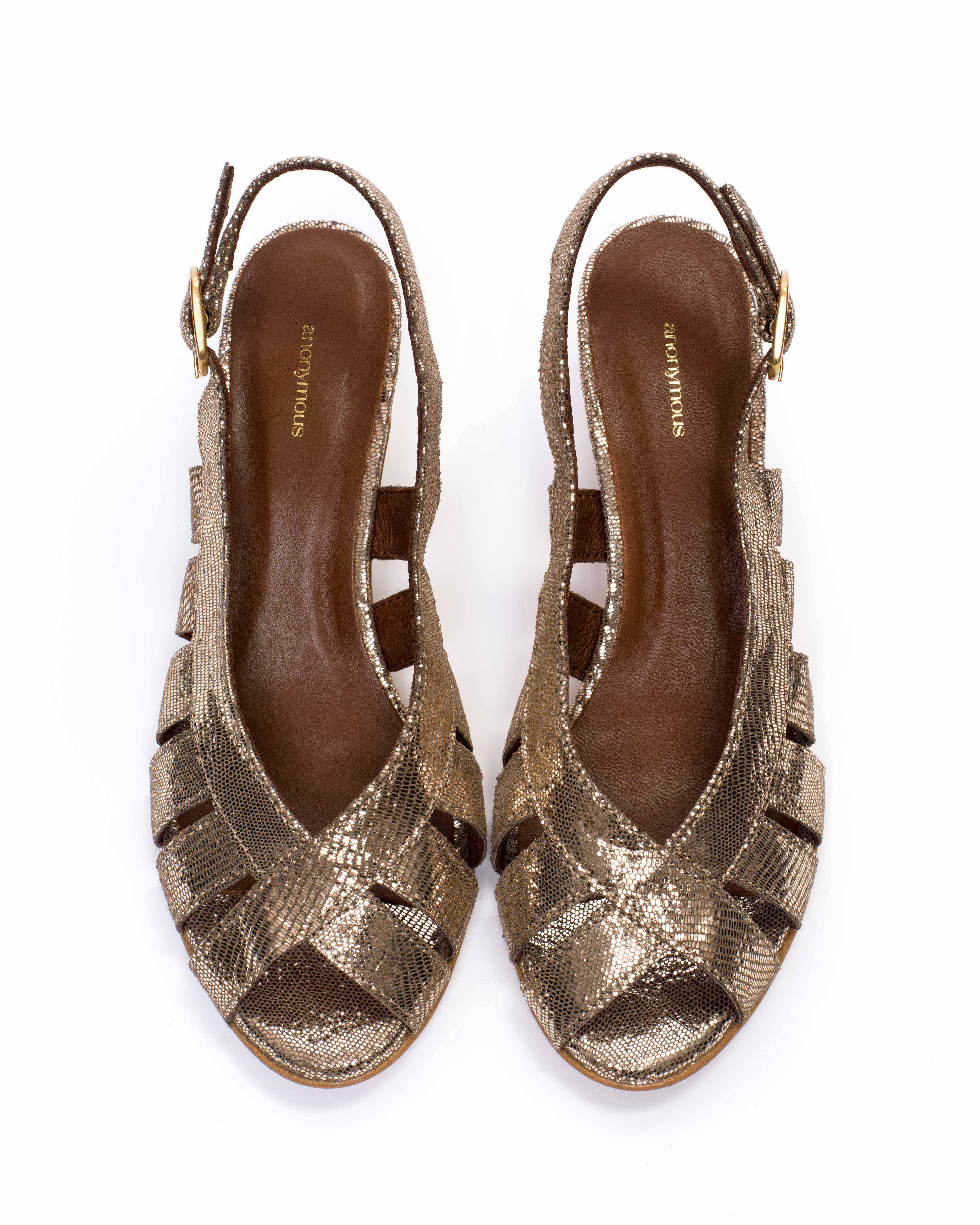 Sophie 50 stiletto Lizard metallic goat Vintage champagne - Image 3