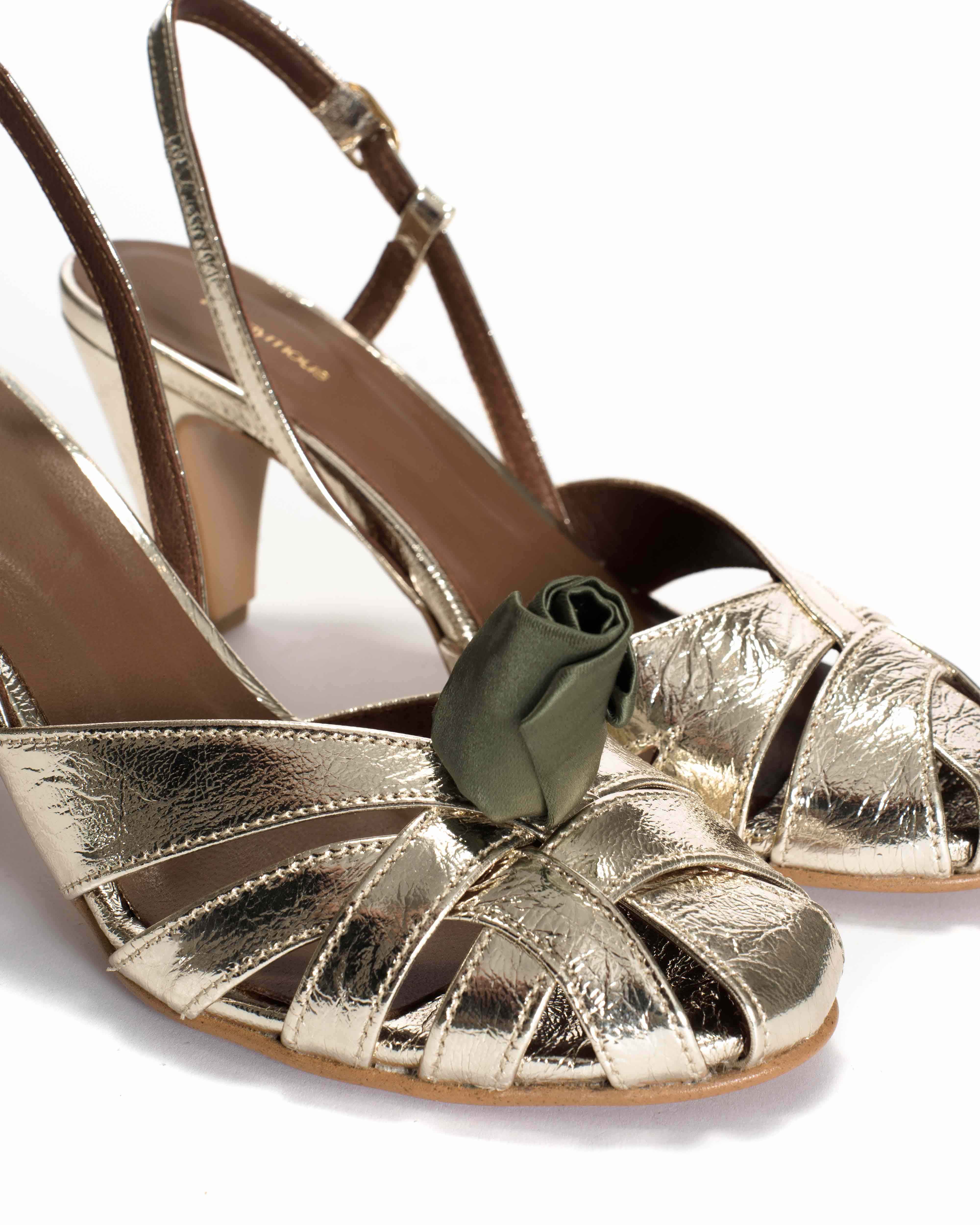 Tulip shoe clip Antique satin Olive green - Image 4