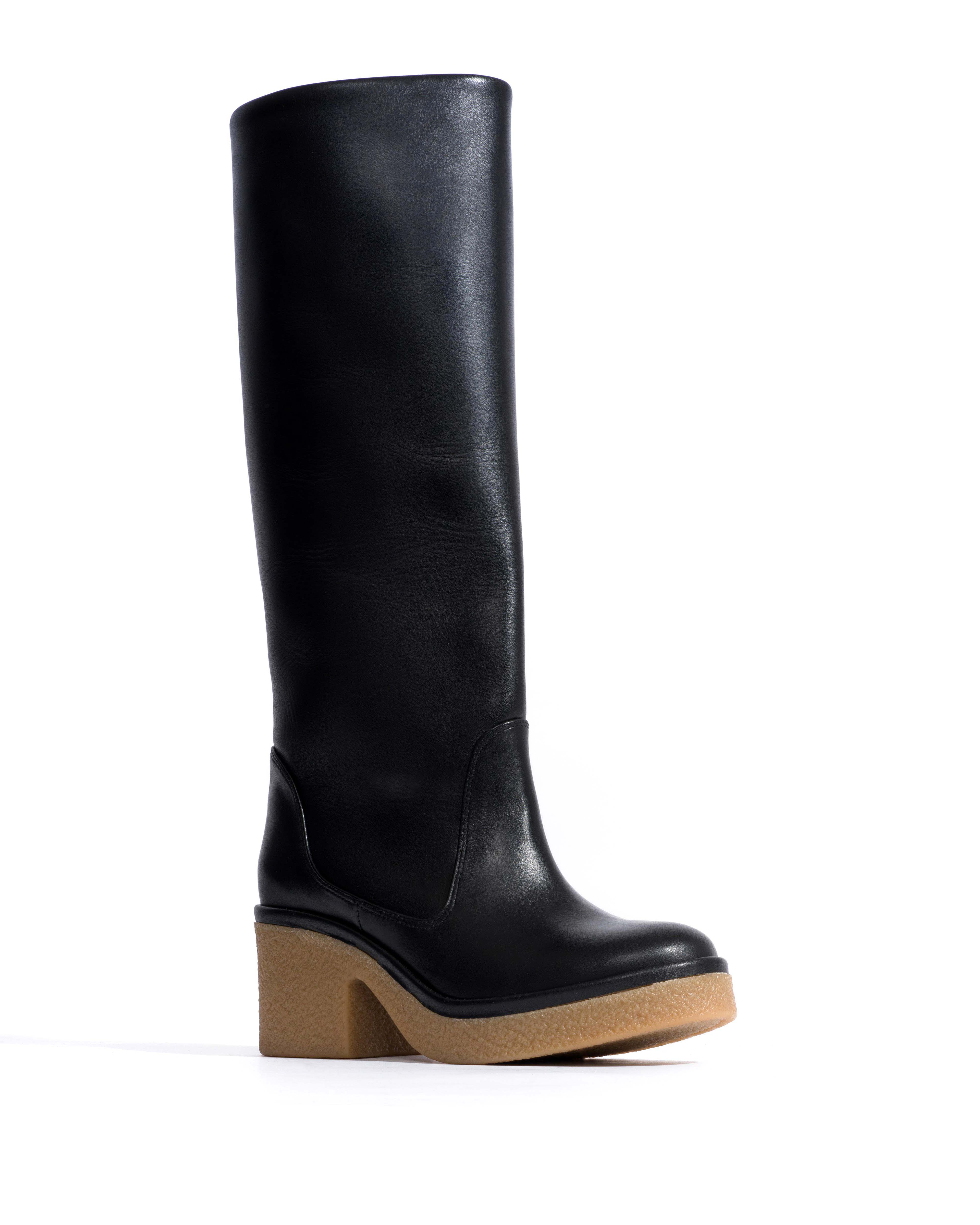 Valle 65 platform Soft calf & sole Black & natural - Image 2