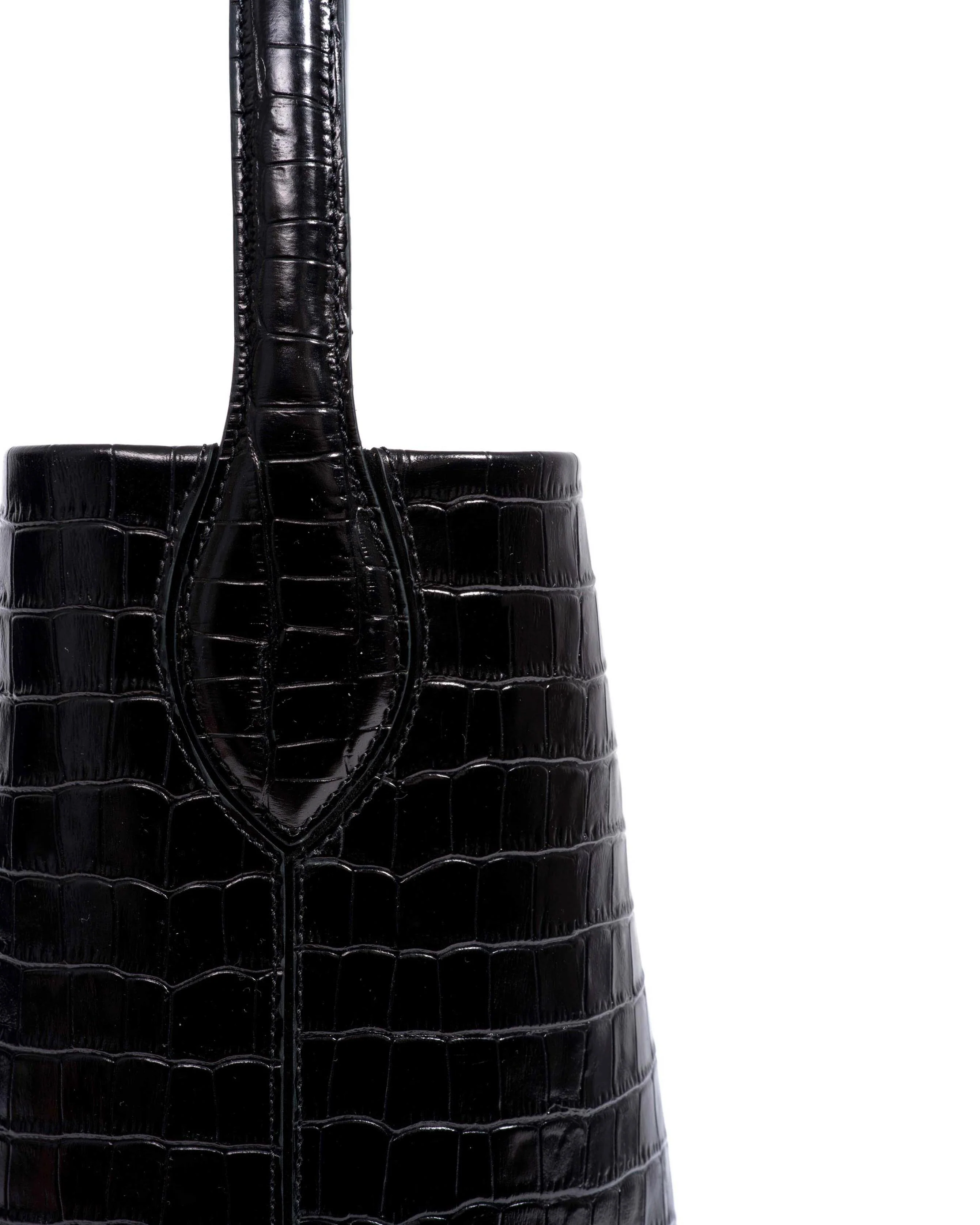 Versa everyday bag Polished croco calf Black - Image 6