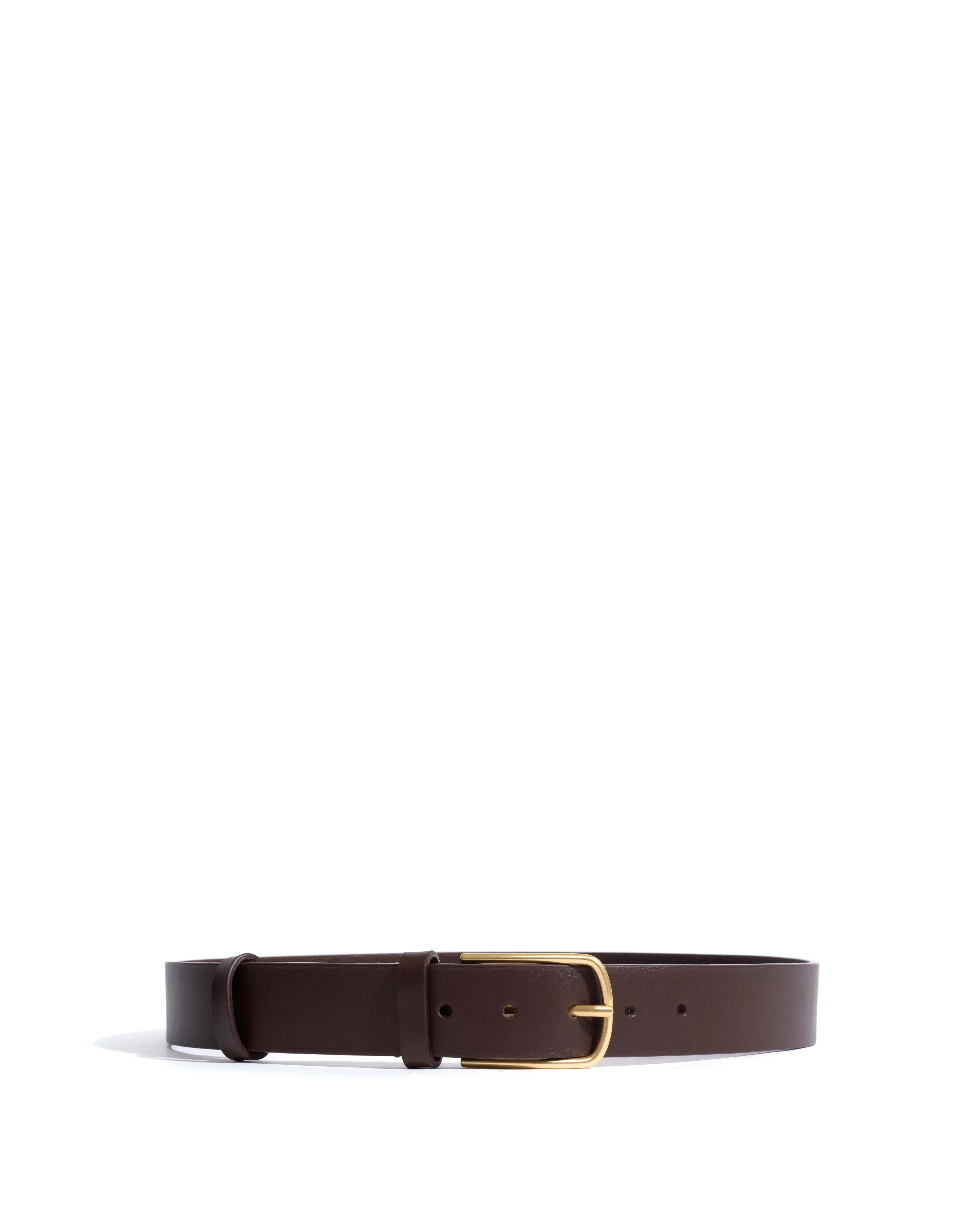 Whane simple unisex leather belt Vegetal soft calf & metal Coffee brown & gold buckle - Image 5